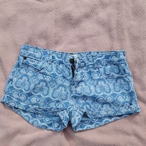 Forever 21 Light Blue Patterned Jean Shorts